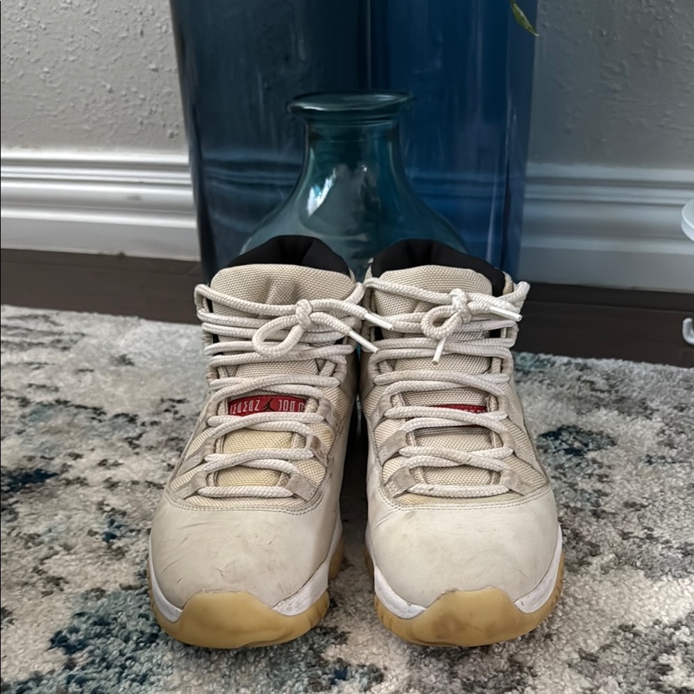 Jordan Cream and Red Athletic Shoes Durable Design